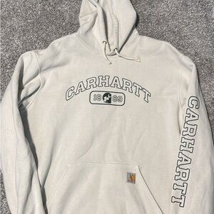 Carhartt vintage Men's Cream Hoodie large tall